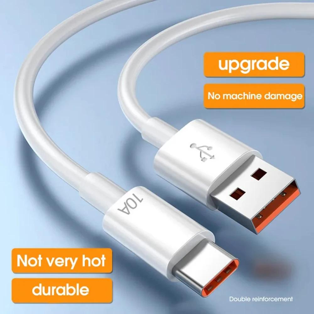 USB Type C Cable 120W 10A Fast Charging Wire Mobile Phone USB For Huawei P30 Xiaomi Realme Samsung Poco X6 USB C Data Cable Cord