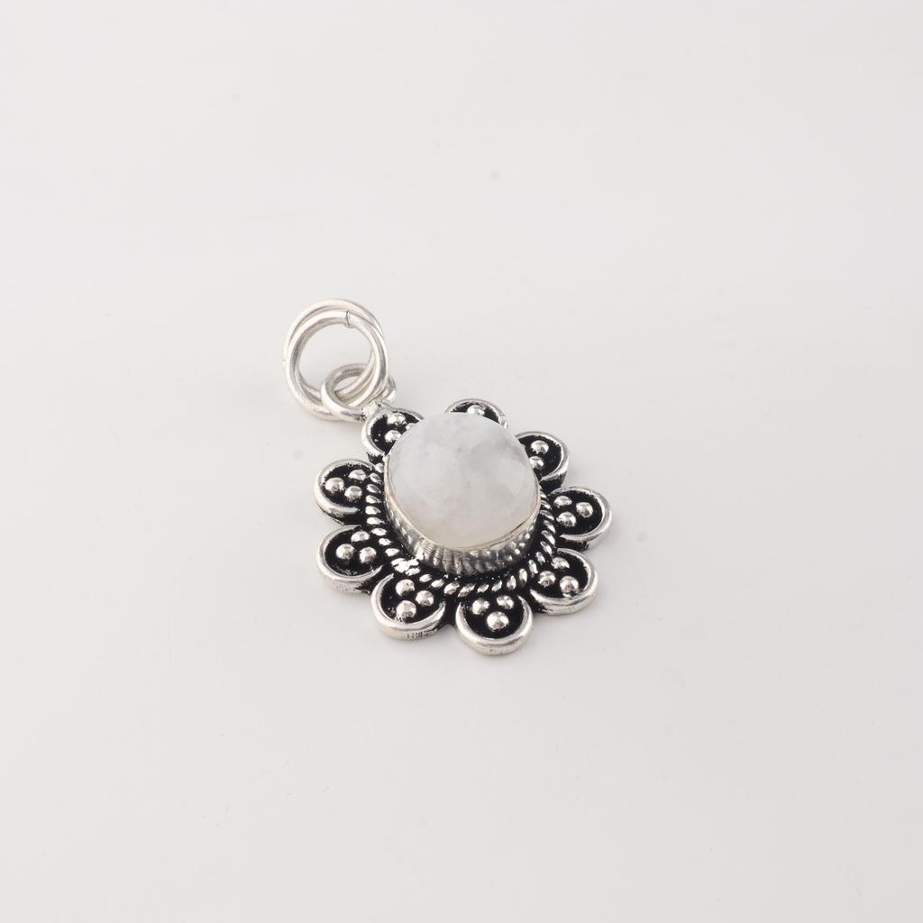 Natürlicher Regenbogen-Mondstein Edelstein 925 Sterlingsilber Damenschmuck Eleganter Anhänger 1,37" CP-40-34