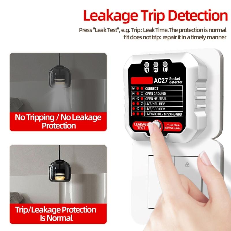 Outlet Tester Advanced Receptacle Tester with Voltage-Display 250V Power Socket Automatic Electric Circuit Polarity-