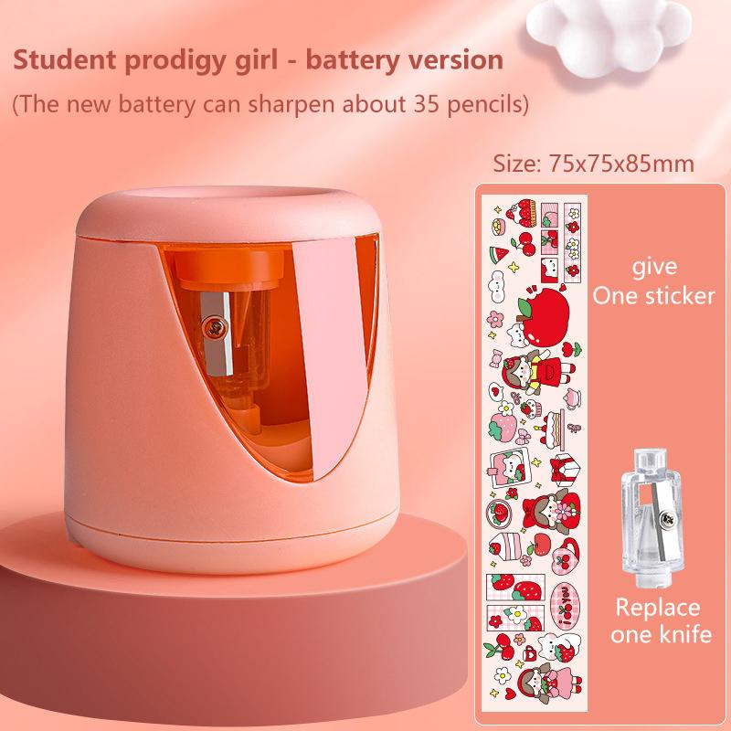 

Мультяшная точилка для карандашей Механический инструмент с ручным приводом Автоматически подает грифель Защита от заклинивания грифеля Офисный подарок для студента розовый