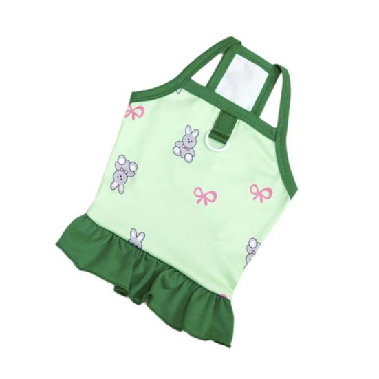 Dog Slip Dress Spring Summer Bunny Print Ruffle Hem Pet Sleeveless Dress Breathable Pet Costume Outfit Apparel for Small Dogs Cats