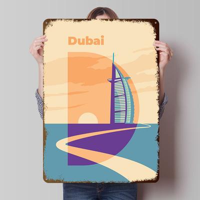 Travel To Dubai Metal Poster Custom Wall Art Retro Vintage Tinplate Signs for Man Cave Gaming Room Decoration Cozy House Home