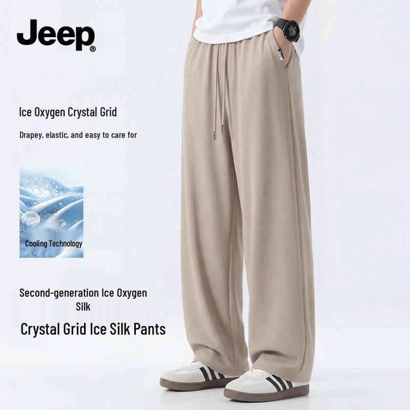

JEEP Men s Ice Silk Quick-Dry Wide-Leg Casual Pants M