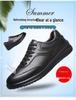 Men's Black Genuine Leather Soft Sole Lace-up Casual Breathable Business Shoes