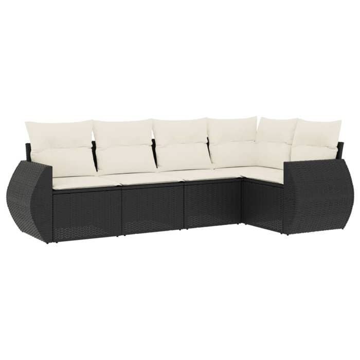 VidaXL Garden Lounge Set with Cushions 5 Pcs, Patio Sofas, Patio Furniture Set, Outdoor Furniture, Black 3253663