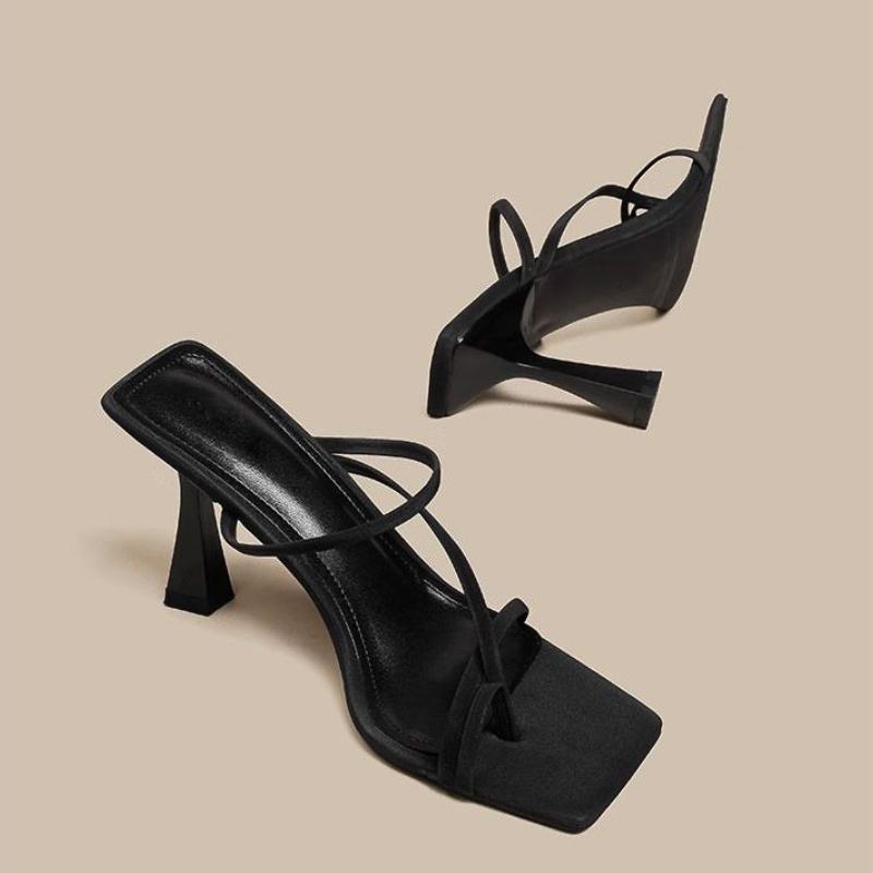 Summer Women's High Heels Non Slip Womens Shoes Open Toe Party Shoes Fashion Square Toe Women Slippers Luxury Chanclas De Mujer