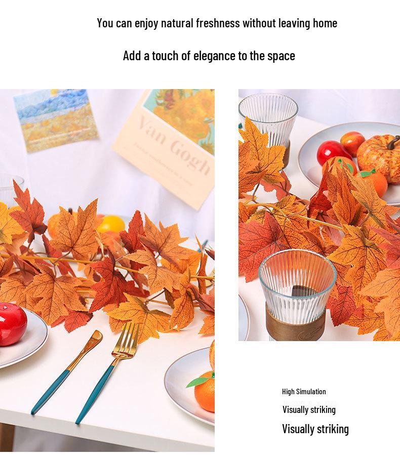 Artificial Maple Leaf Rattan Home Decor: Scenic Atmosphere Arrangement