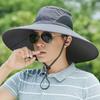 Men's Summer Anti-UV Wide-Brim Bucket Hat for Outdoor Fishing & Work, Large Size
