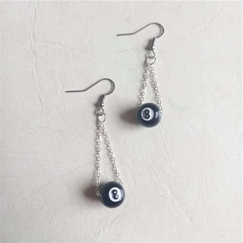 Personlighet Y2K Silverfärg Stjärna Biljardnummer Svart 8 Hängsmycke Halsband för Kvinnor Män Hip-hop Gata Örhängen Smycken Gåvor