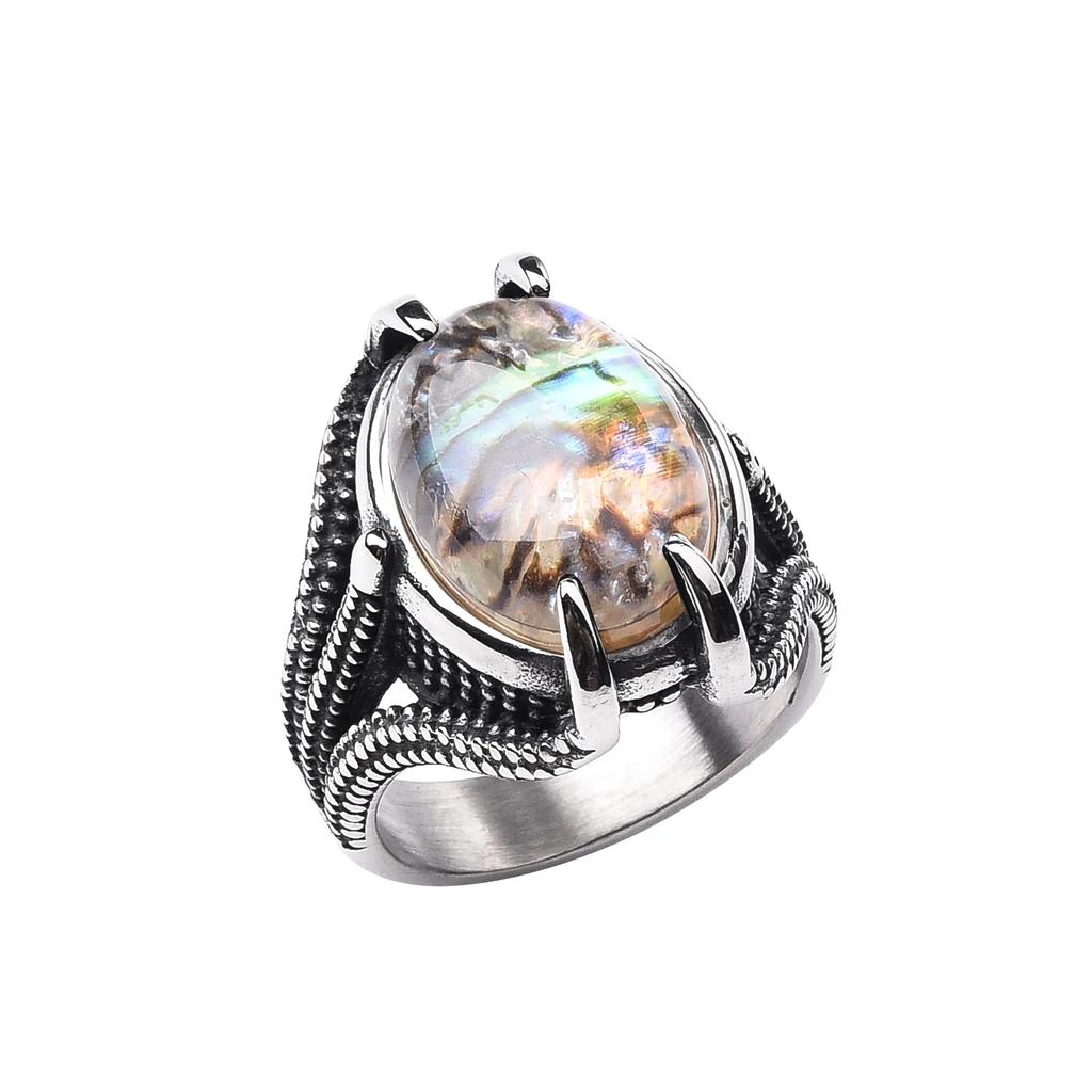 Men's Trend High Quality 316LStainless Steel Onyx Claw Rings Classic Vintage Fashion  Products