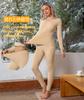 Boyzn Thermal Underwear Warm Soft Long Sleeve Shirt for Winter Women's Set, Patched, Moisture-Wicking, Wool-Silk Lining, Warmth, Beige-03-Nude-XL