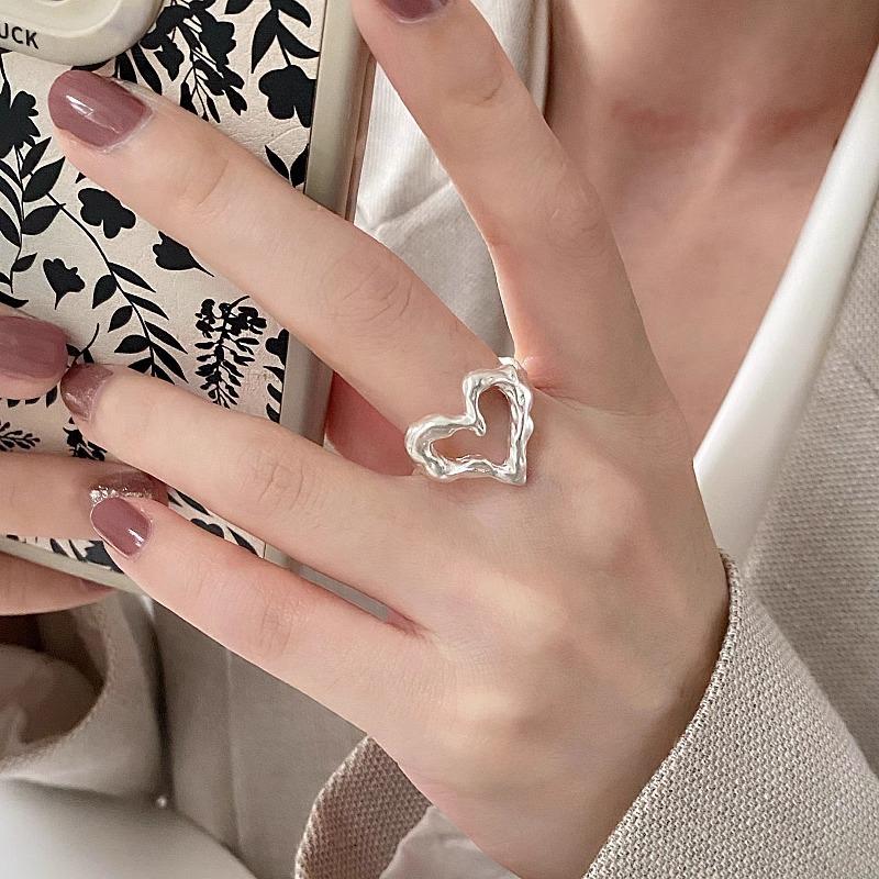 Irregular Heart Eyecatching Ring For Women Trendy Copper Fashion Jewelry For Autumn 2024