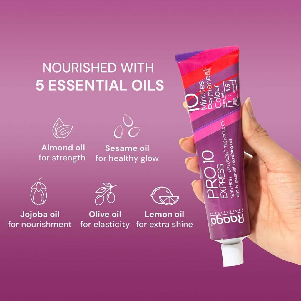 Raaga Professional Pro 10 Hair Color Natural Brown 90g Pack of 1 Fast Hair Dye for Smooth Shiny Hair