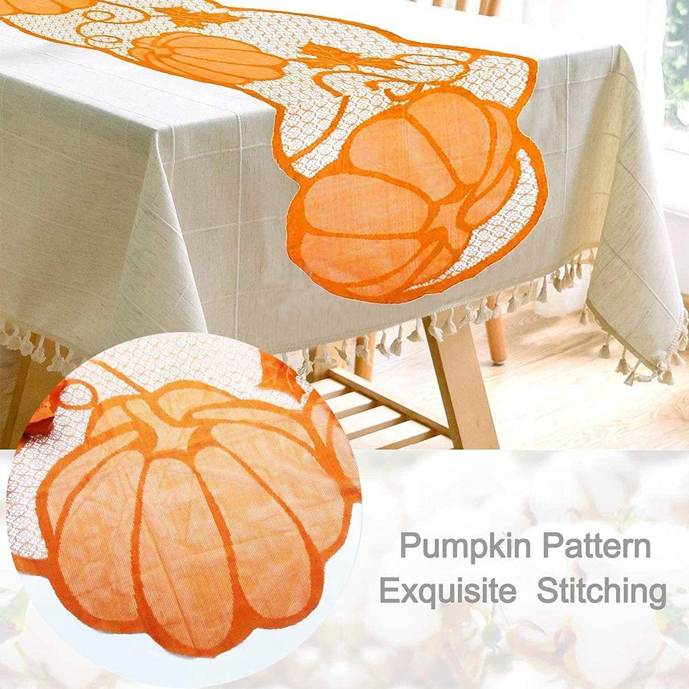 Lace Maple Leaves Pumpkin 72 X 13 Inch Halloween Decorations Table Runner Table Cloth Table Cover