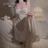 Satin V-neck Plus Chest Pad Sexy Halter Lace-up Temptation Suspender Nightdress Robe Home Set