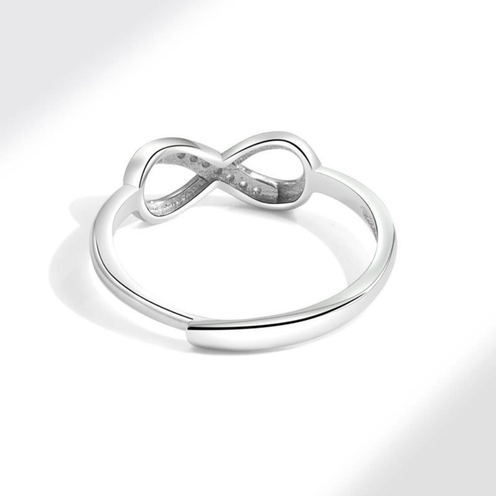 Anello da Donna in Argento Sterling 925 Design di Nicchia Figura 8 Moda Micro Zircone Regalo per Festa di Compleanno Anniversario