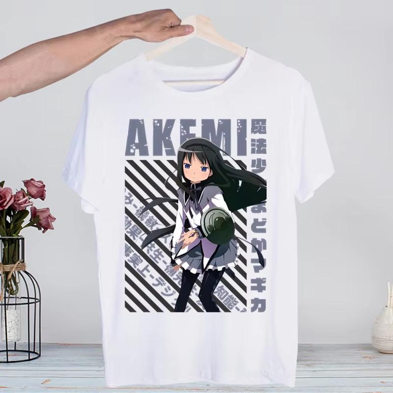 Puella Magi Madoka Magica Tshirt Unisex Retro Washed Vintage Anime Graphic Print Harajuku Streetwear Hip Hop Cotton Short Sleeve