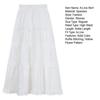 Women Maxi Skirt Elastic High Waist A-Line Skirt Solid Color Hollow Crochet Flower Pattern Ruffle Stitching Cake Skirt