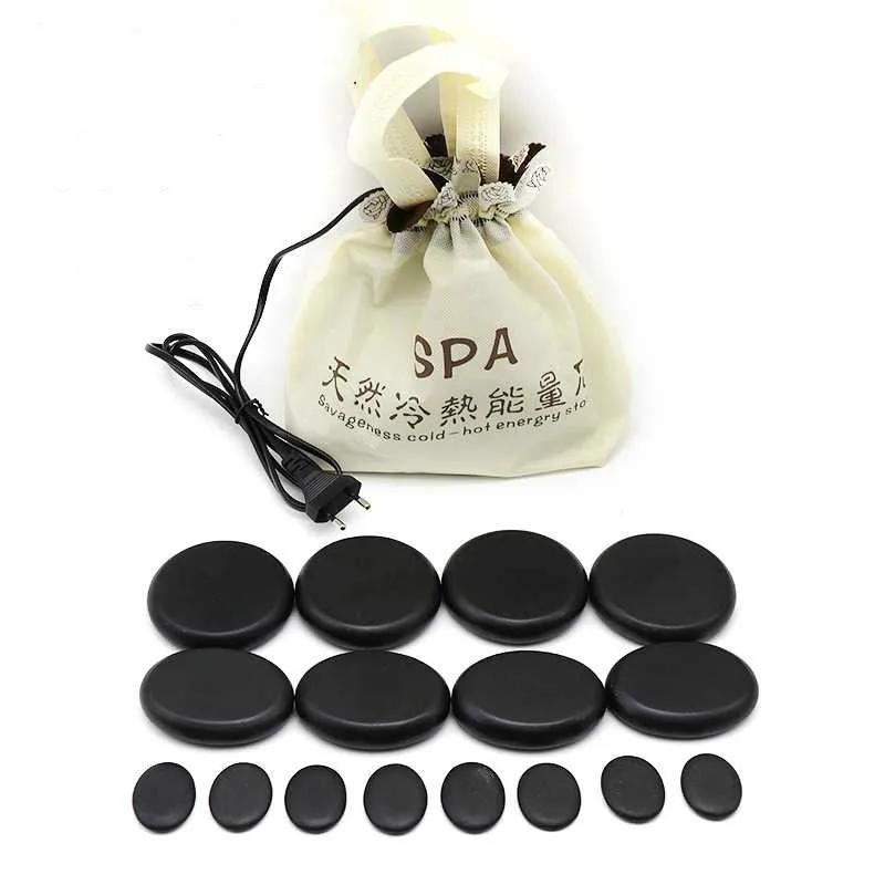 Adjustable/constant Temperature Natural Energy Massage Stones Heater Bag/with 8pcs or 16pcs Cold Hot Spa Rock Lava Stone Sets