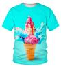 Ice Cream 3D Printing T-shirt Colorful Likeable Summer Clothing For T Shirt Men And Kids Funny Intersting Design 2024 New Tee
