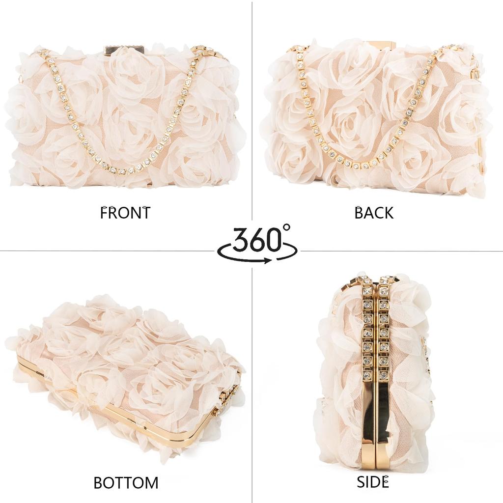 greentaya Party Bag, Wedding Petal Bag, Large Lace Women's Handbag, Perfect for Receptions and Guests (Apricot)