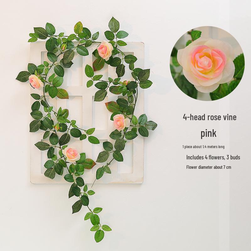Luxurious Staircase Decor: Bionic Green Rose Vines & Leaves