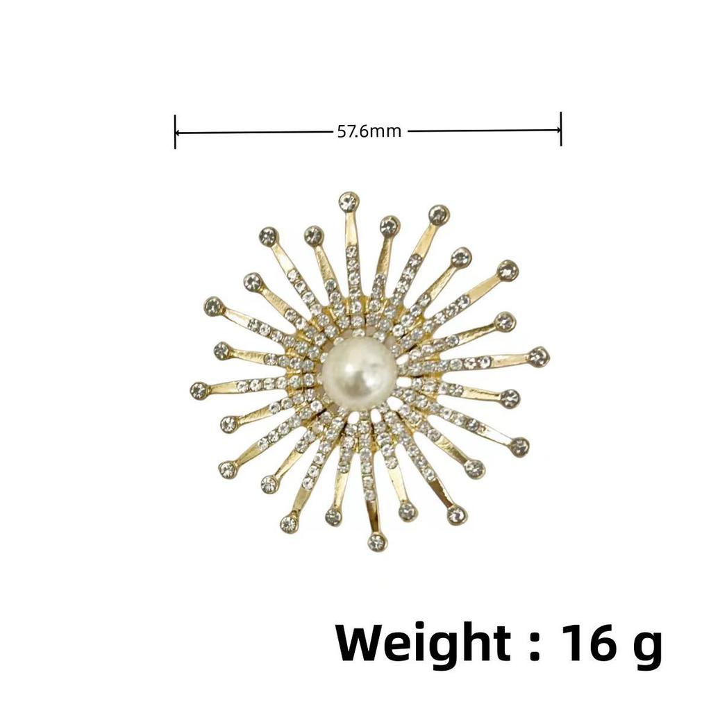 European & American Rhinestone Retro Gypsophila Eight-Pointed Star Brooch for Sweaters & Scarves