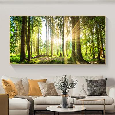 Landschaft Grün Gelb Wald Baum Leinwand Malerei Sonnenlicht Poster und Drucke Wand Bilder Wohnzimmer Wohnkultur Kein Rahmen