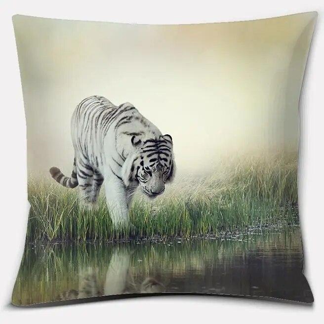 Tiger Lion Series Pillowcase Living Room Sofa Car Seat Cushion Cover Children's  Office Home Decoration Hug