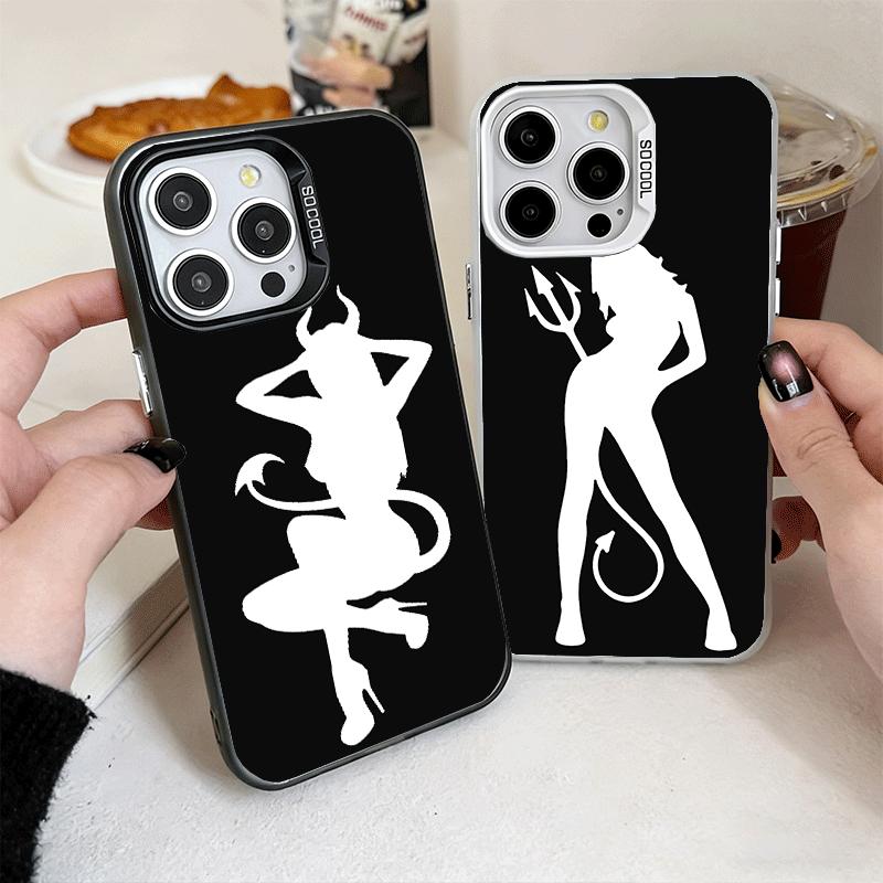 Devil Girl Silhouette Cool Shockproof Phone Case for iPhone 17 Air 16 16E 15 Pro Max 14 Plus 13 Mini 12 Back Cover Anti Fall Fun