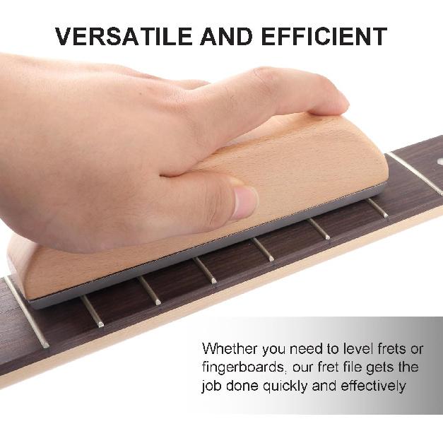 Metallor Guitar Fret Leveling File Wood Guitar Fingerboard Leveling Flat File for Fret Dressing Fret Sanding with Wood Handle Guitar Luthier Tools