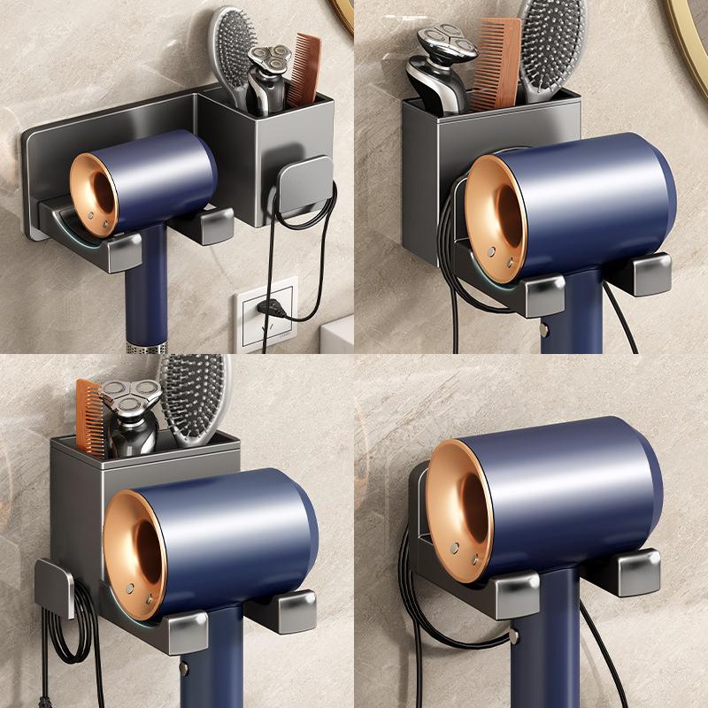 Hair Dryer Storage Rack Non Perforated Bathroom Wall Mounted Hair Dryer Bracket Bathroom Air Duct Storage Rack Hanging Rack