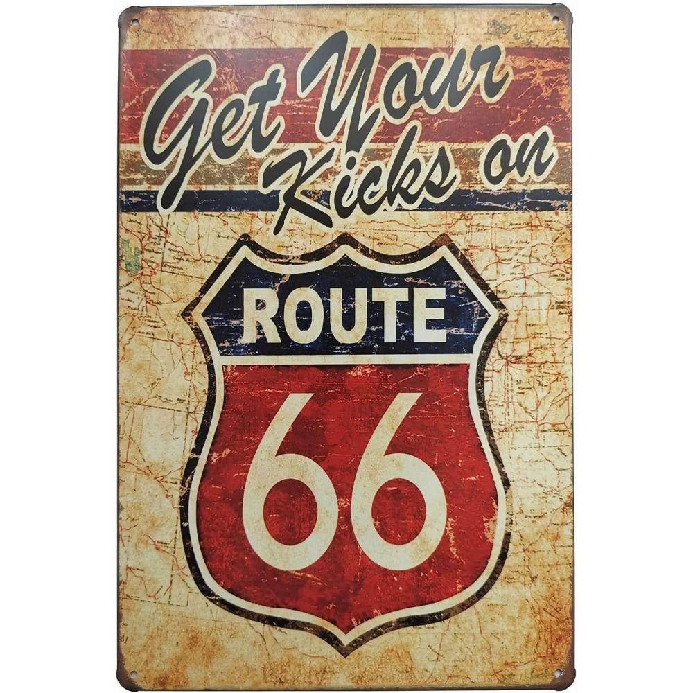 Винтажная сувенирная автомобильная номерная табличка Route 66, металлическая, 15x30 см