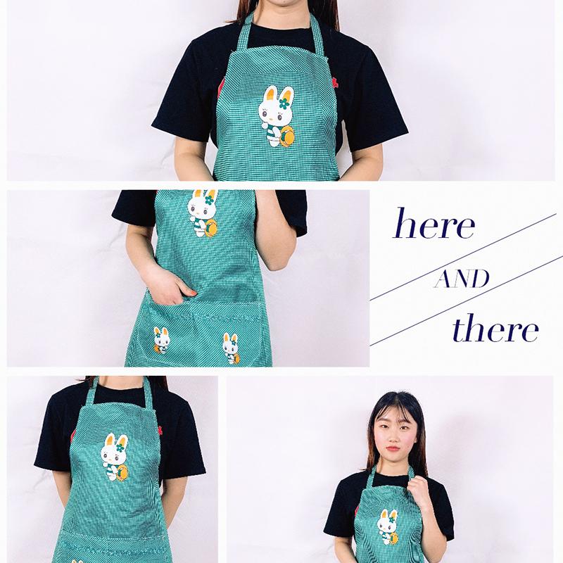 Cute Little Rabbit Print Apron With Waterproof Fabric And Front Pocket Perfect For Home Kitchen Cooking Baking