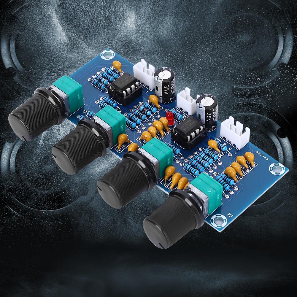 

Плата цифрового усилителя мощности Детали предусилителя 2 звуковых канала Регулировка высоких, средних и низких частот