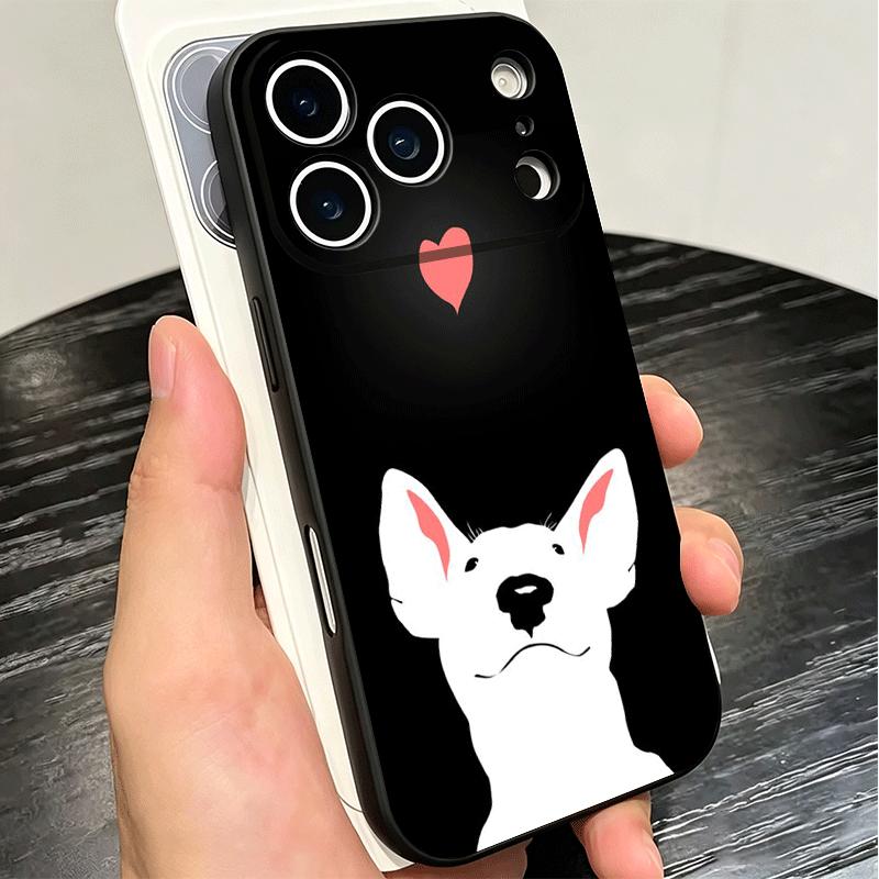 Bull Terrier Dog Cute Puppies Soft Phone Case for iPhone 16 16E 17 Air 15 Pro Max 14 Plus 13 Mini 11 12 7 Black Cover Back Shell