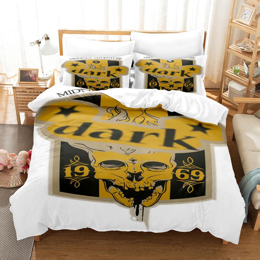 Vintage Pop Goth Reaper Schädel Punk Rock Bettwäsche Digitaldruck Polyester Baumwolle Dreiteiliges Set