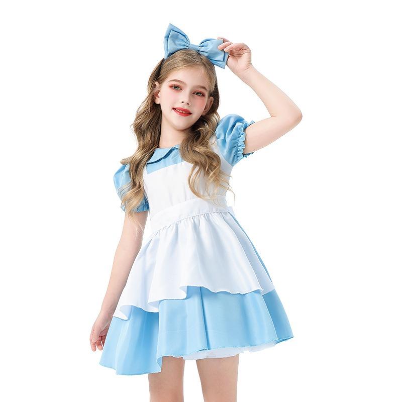 Alice Children's Costume Pastoral Maid Costume Butterfly Princess Dress Girls Lori Lolita Performance Costume