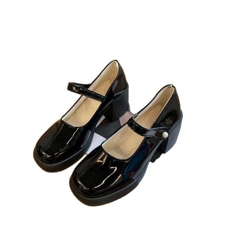 Pearl Buckle Thick Heel Mary Jane Shoes Summer New Light Mouth High Heel Women's Shoes Versatile Casual Women's Shoes