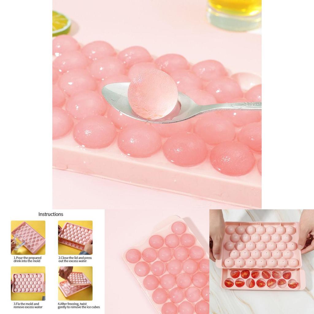 Versatile Round Ice Tray With Lid Food Grade Plastic Mold For Refreshing Drinks