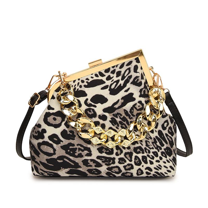 2025 Leopardenmuster Damen Mode Schultertasche mit dicker Kette - Europäischer & Amerikanischer Stil Trend