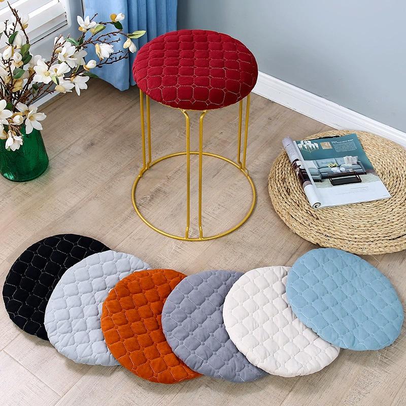 1PC Beschermhoes Antislip Effen Kleur Afneembaar Ronde Vorm Verdikt Stoelkussenhoes Minimalistische Stijl Krukhoes