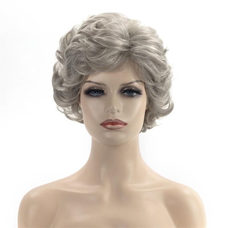 

Синтетический Омбре Серый Кудрявый Парик для Женщин Короткий Парик Мамочки Парик для Пожилой Леди Парик 60-х Дороти Золотые Девочки Костюм Бабушка