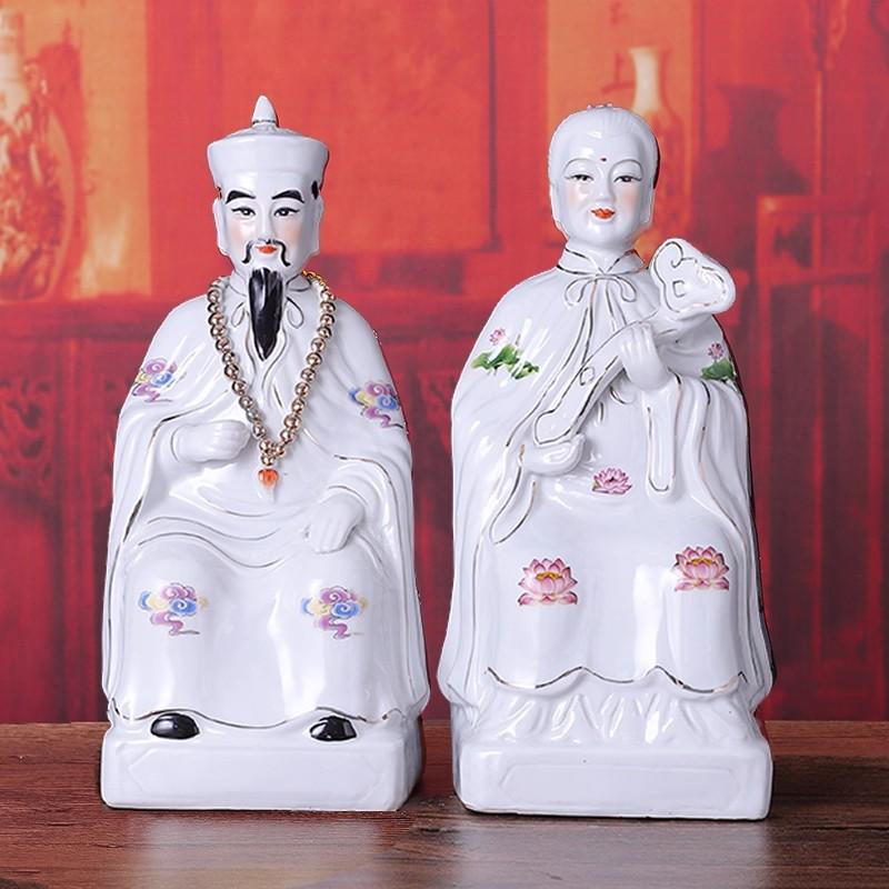 Antique Color Porcelain Statue - Hu Huang Chang Mang Four Great Families Deity, Chinese Folk Religion Altar Figurine, Home Prote