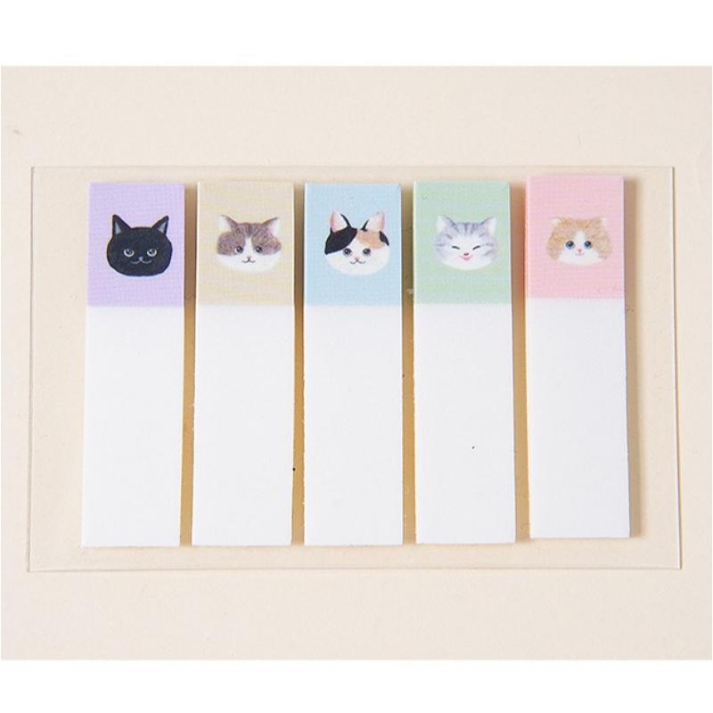 100Sheets Cute Cartoon Cat Dog Tabs Index Waterproof Self Adhesive Memo Pad Sticky Notes Bookmark Stationery School Supplies
