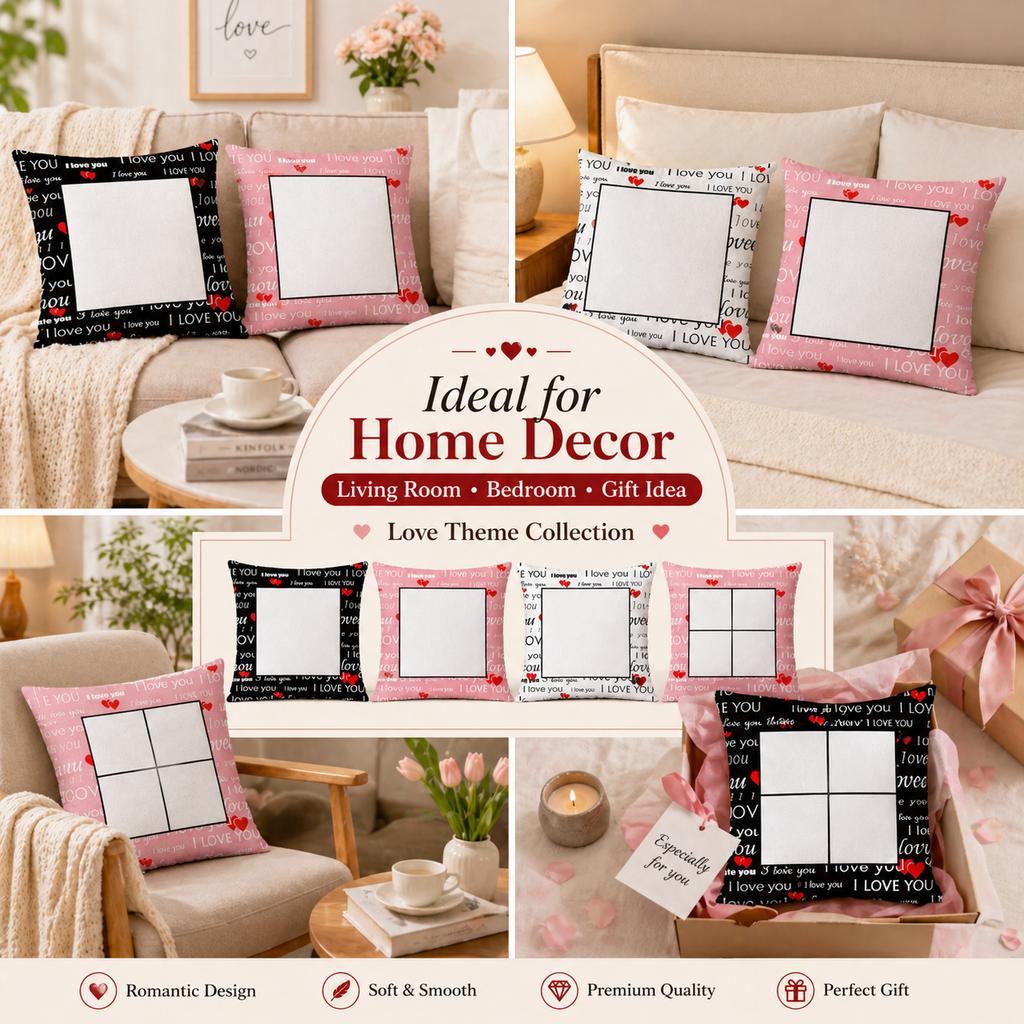 Custom Photo Pillow Case Diy I Love You Print Peach Skin Cushion Cover Valentine Gift For Couple Bedroom Sofa Decor 45X45