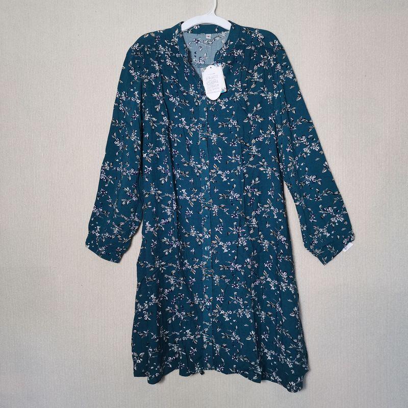 Export Export Original Order Leftover Stock Customer Supply Fabric Rayon Printed 3/4 Sleeves Dress Female Mid-Length Expansion Skirt Summer