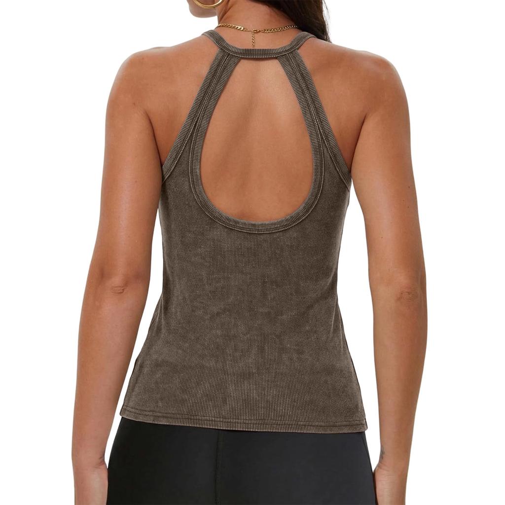 Women Fashion Casual V Neck Sleeveless Slim Fit Backless Basic Tank Top Y2K Style Summer Layering Shirt