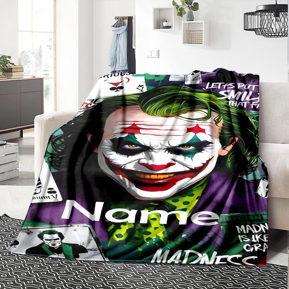 Customiz Name Personality Joker Blanket Soft &Warm Sofa Office Bed Travel Lunch Break Blanket, Gift Suitable All Seasons
