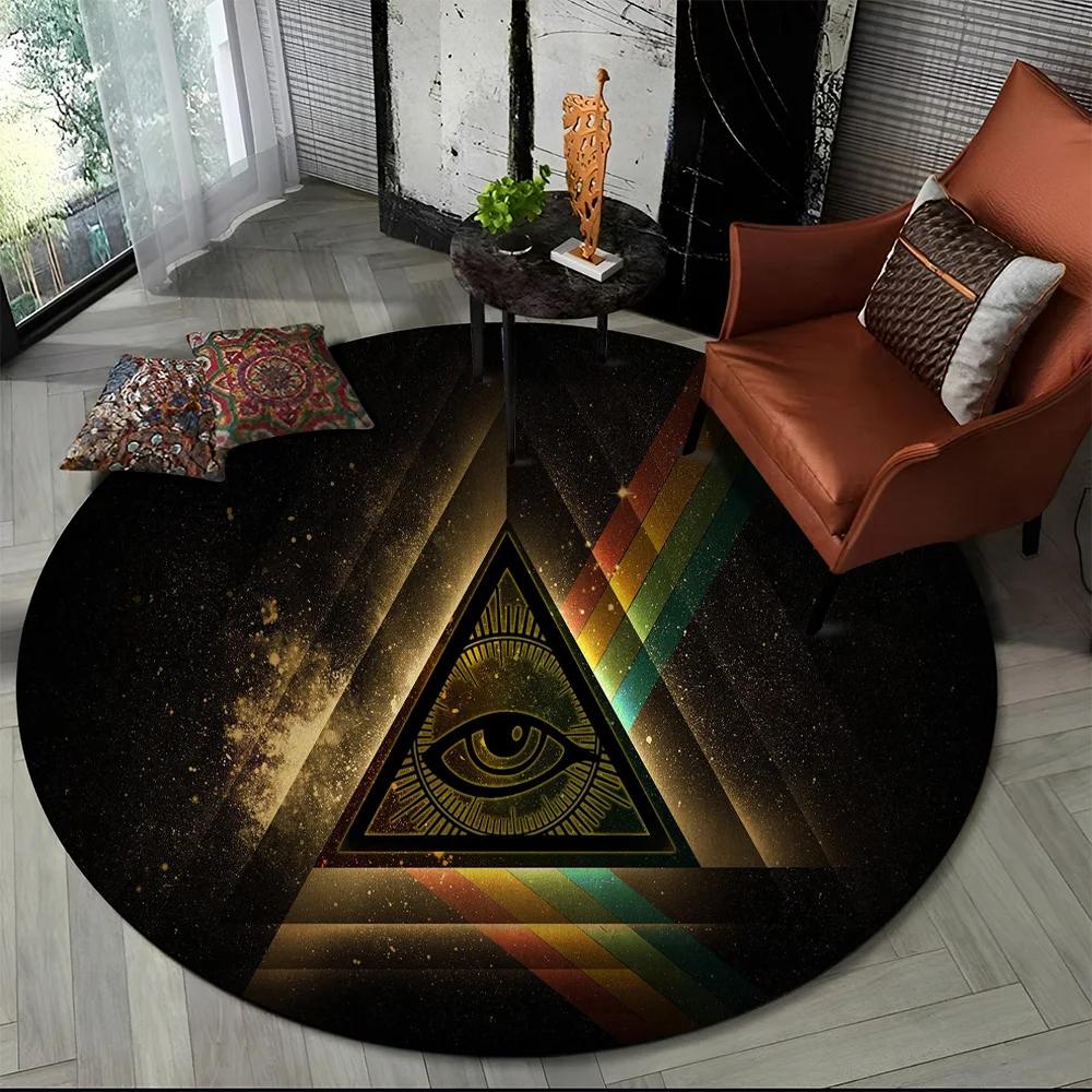 Egyptian Ideographic Symbols Eye of Horus Round Carpet Rug for Living Room Bedroom Child Decor,Pet Area Rug Non-slip Floor Mat